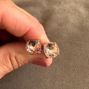 Origami Owl Pink Crystal and Silver Stud Earrings Sparkly Bridesmaid Gift Clean